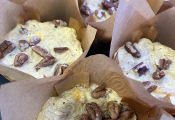 Peach and Pecan Protein Muffins