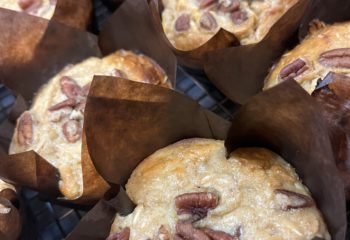 Peach and Pecan Protein Muffins