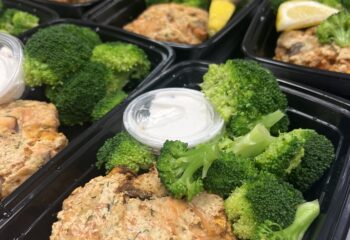 Salmon Cake with Broccoli