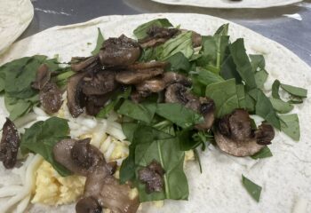Mushroom, Spinach and Mozzarella Breakfast Burrito