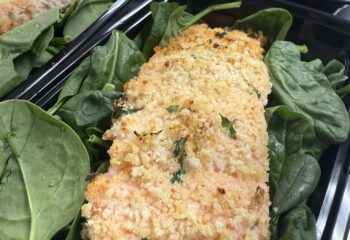 Lemon Parmesan Salmon over Spinach