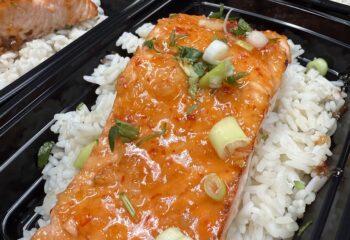 Sweet Thai Chili and Garlic Salmon with White Rice