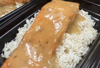 Soy Maple Dijon Salmon with White Rice