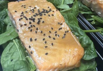 Miso Glazed Salmon with Spinach